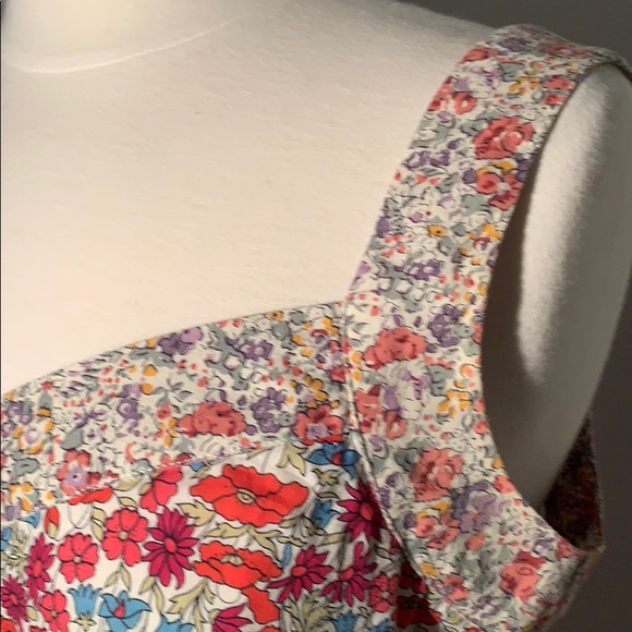 French chic Cacharel pleated floral cotton top M - Picture 2 of 8